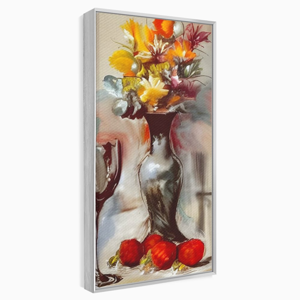 Tablou Canvas Premium, LuxCanva® N1103, In Cinstea Artei, Pahar, Vaza, Flori, Pictura, Abstract, Fructe, Bautura, Umbre, Petale, Pub, Lounge, Bar, Restaurant, Bucatarie