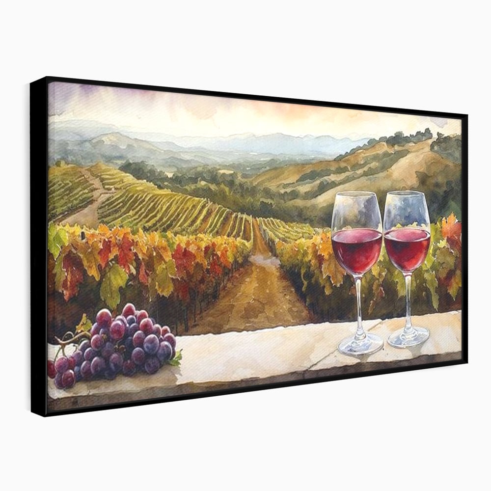 Tablou Canvas Premium, LuxCanva® N1104, Povestiri din Vie, Vin Rosu, Bautura, Pahar, Struguri, Fructe, Frunze, Vita, Traditie, Natural, Peisaj, Pub, Lounge, Bar, Restaurant, Bucatarie