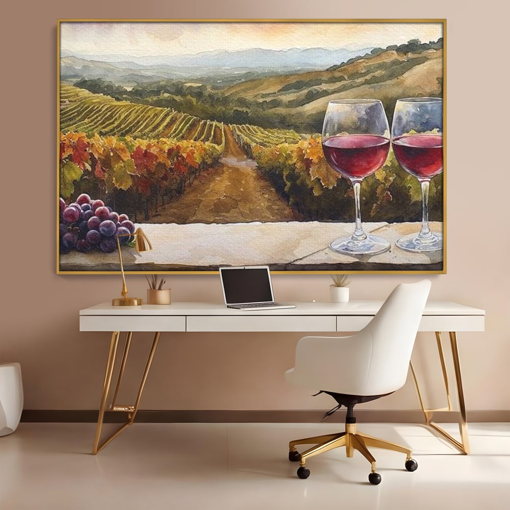 Tablou Canvas Premium, LuxCanva® N1104, Povestiri din Vie, Vin Rosu, Bautura, Pahar, Struguri, Fructe, Frunze, Vita, Traditie, Natural, Peisaj, Pub, Lounge, Bar, Restaurant, Bucatarie