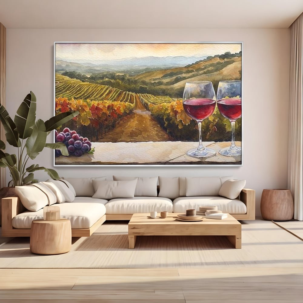 Tablou Canvas Premium, LuxCanva® N1104, Povestiri din Vie, Vin Rosu, Bautura, Pahar, Struguri, Fructe, Frunze, Vita, Traditie, Natural, Peisaj, Pub, Lounge, Bar, Restaurant, Bucatarie