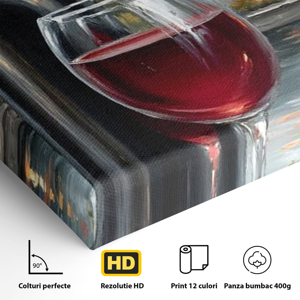 Leinwand Premium Canvas Wall Art, LuxCanva® N1105, Sonnenuntergang in der Altstadt, Altstadt, Festung, Romantik, Stadt, See, Rotwein, Glas, Getränk, Getränke, Trauben, Glas, Kneipe, Lounge, Bar, Restaurant, Restaurant, Küche