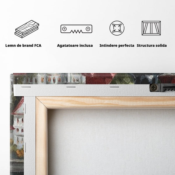 Leinwand Premium Canvas Wall Art, LuxCanva® N1105, Sonnenuntergang in der Altstadt, Altstadt, Festung, Romantik, Stadt, See, Rotwein, Glas, Getränk, Getränke, Trauben, Glas, Kneipe, Lounge, Bar, Restaurant, Restaurant, Küche