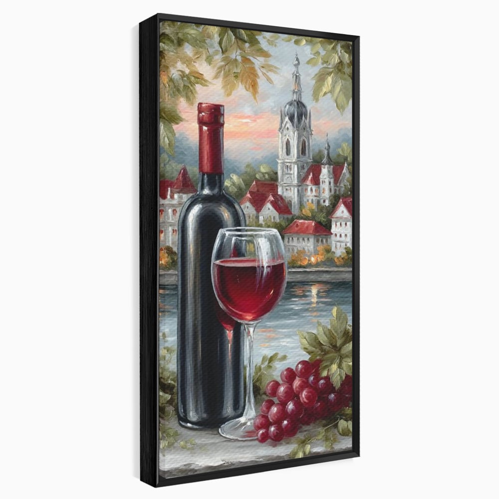 Leinwand Premium Canvas Wall Art, LuxCanva® N1105, Sonnenuntergang in der Altstadt, Altstadt, Festung, Romantik, Stadt, See, Rotwein, Glas, Getränk, Getränke, Trauben, Glas, Kneipe, Lounge, Bar, Restaurant, Restaurant, Küche