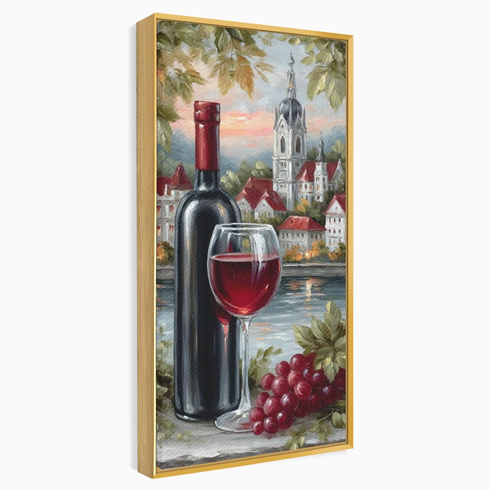 Leinwand Premium Canvas Wall Art, LuxCanva® N1105, Sonnenuntergang in der Altstadt, Altstadt, Festung, Romantik, Stadt, See, Rotwein, Glas, Getränk, Getränke, Trauben, Glas, Kneipe, Lounge, Bar, Restaurant, Restaurant, Küche