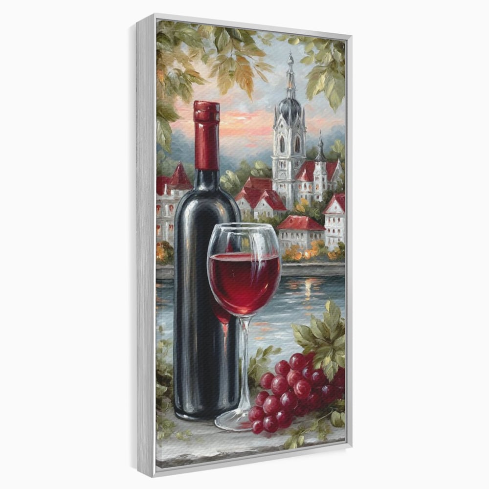 Leinwand Premium Canvas Wall Art, LuxCanva® N1105, Sonnenuntergang in der Altstadt, Altstadt, Festung, Romantik, Stadt, See, Rotwein, Glas, Getränk, Getränke, Trauben, Glas, Kneipe, Lounge, Bar, Restaurant, Restaurant, Küche