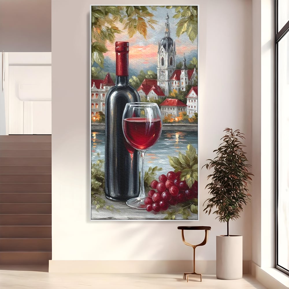 Leinwand Premium Canvas Wall Art, LuxCanva® N1105, Sonnenuntergang in der Altstadt, Altstadt, Festung, Romantik, Stadt, See, Rotwein, Glas, Getränk, Getränke, Trauben, Glas, Kneipe, Lounge, Bar, Restaurant, Restaurant, Küche