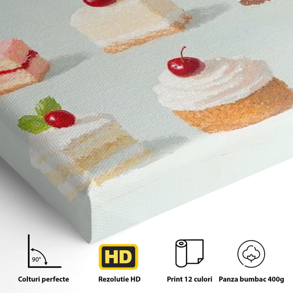 Leinwand Premium Canvas Wall Art, LuxCanva® N1106, Parade der Kuchen, Dessert, Dessert, Süßigkeiten, Kuchen, Schokolade, Schlagsahne, Obst, Zuckerguss, Eiscreme, Kekse, Sahne, Konditorei, Restaurant, Küche