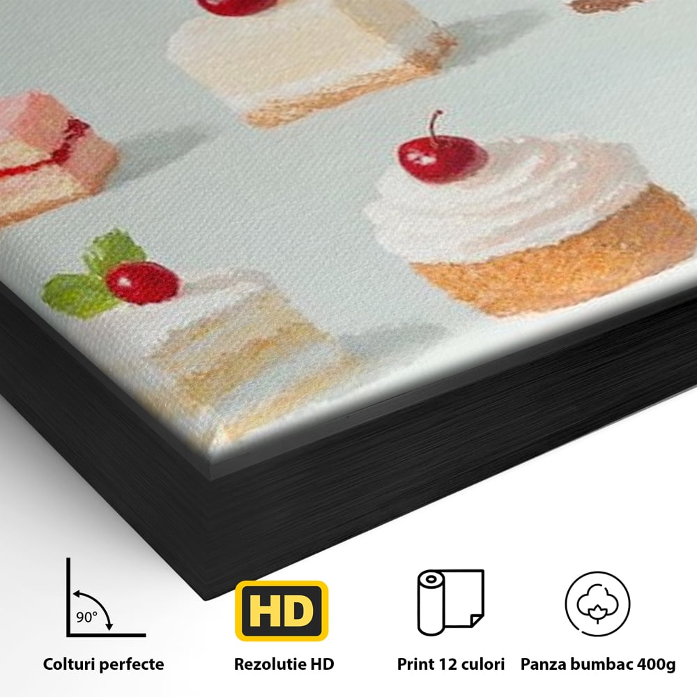 Leinwand Premium Canvas Wall Art, LuxCanva® N1106, Parade der Kuchen, Dessert, Dessert, Süßigkeiten, Kuchen, Schokolade, Schlagsahne, Obst, Zuckerguss, Eiscreme, Kekse, Sahne, Konditorei, Restaurant, Küche