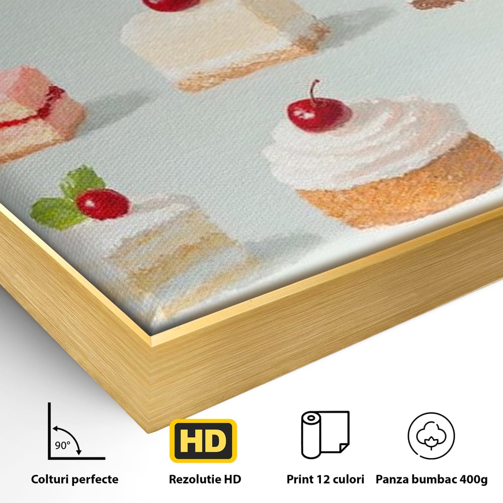 Leinwand Premium Canvas Wall Art, LuxCanva® N1106, Parade der Kuchen, Dessert, Dessert, Süßigkeiten, Kuchen, Schokolade, Schlagsahne, Obst, Zuckerguss, Eiscreme, Kekse, Sahne, Konditorei, Restaurant, Küche