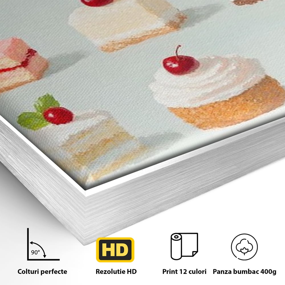 Leinwand Premium Canvas Wall Art, LuxCanva® N1106, Parade der Kuchen, Dessert, Dessert, Süßigkeiten, Kuchen, Schokolade, Schlagsahne, Obst, Zuckerguss, Eiscreme, Kekse, Sahne, Konditorei, Restaurant, Küche