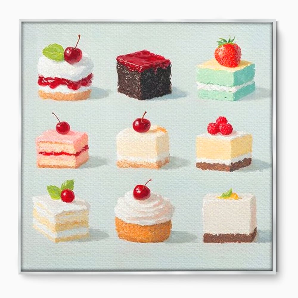 Leinwand Premium Canvas Wall Art, LuxCanva® N1106, Parade der Kuchen, Dessert, Dessert, Süßigkeiten, Kuchen, Schokolade, Schlagsahne, Obst, Zuckerguss, Eiscreme, Kekse, Sahne, Konditorei, Restaurant, Küche