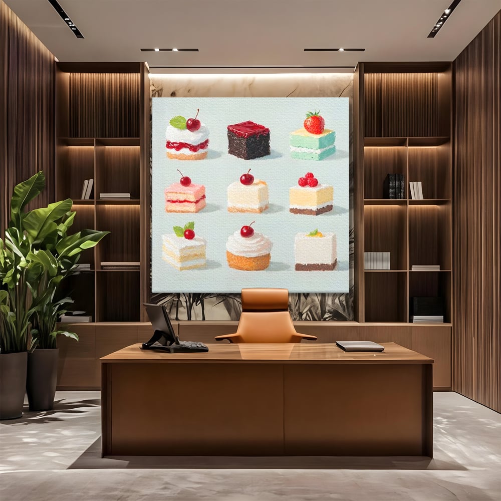Leinwand Premium Canvas Wall Art, LuxCanva® N1106, Parade der Kuchen, Dessert, Dessert, Süßigkeiten, Kuchen, Schokolade, Schlagsahne, Obst, Zuckerguss, Eiscreme, Kekse, Sahne, Konditorei, Restaurant, Küche