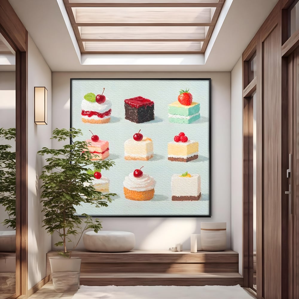 Leinwand Premium Canvas Wall Art, LuxCanva® N1106, Parade der Kuchen, Dessert, Dessert, Süßigkeiten, Kuchen, Schokolade, Schlagsahne, Obst, Zuckerguss, Eiscreme, Kekse, Sahne, Konditorei, Restaurant, Küche