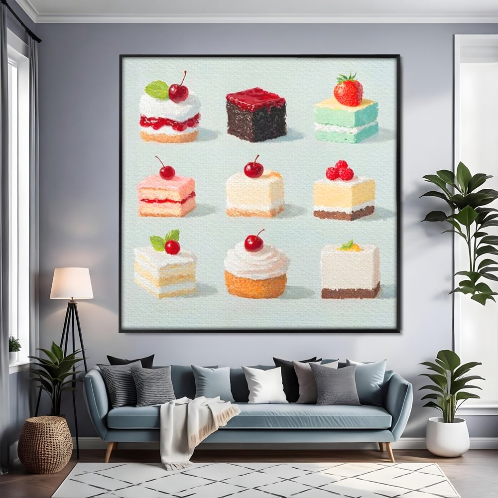 Leinwand Premium Canvas Wall Art, LuxCanva® N1106, Parade der Kuchen, Dessert, Dessert, Süßigkeiten, Kuchen, Schokolade, Schlagsahne, Obst, Zuckerguss, Eiscreme, Kekse, Sahne, Konditorei, Restaurant, Küche