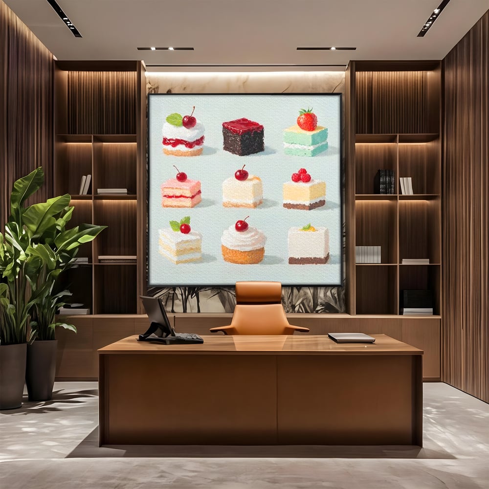 Leinwand Premium Canvas Wall Art, LuxCanva® N1106, Parade der Kuchen, Dessert, Dessert, Süßigkeiten, Kuchen, Schokolade, Schlagsahne, Obst, Zuckerguss, Eiscreme, Kekse, Sahne, Konditorei, Restaurant, Küche