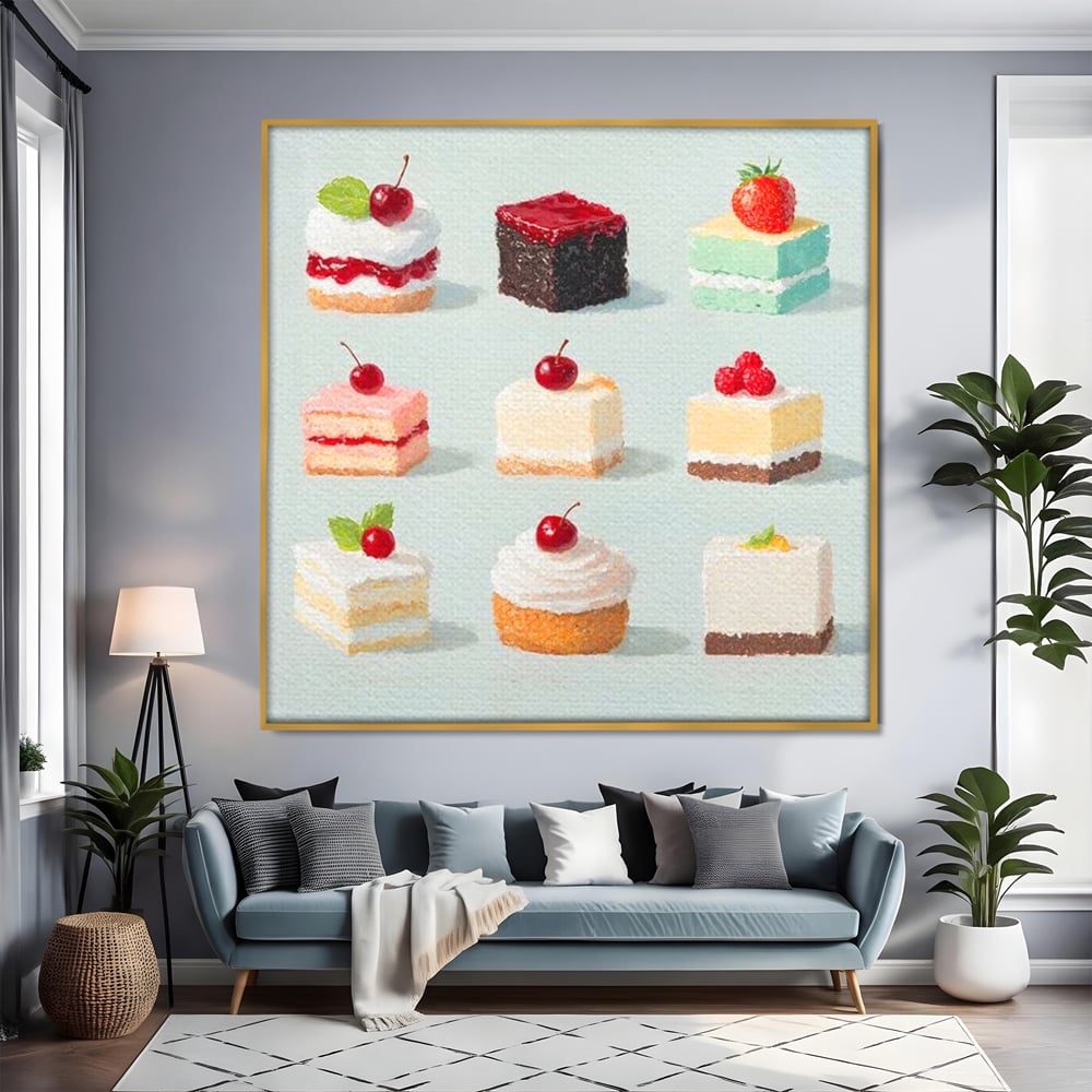 Leinwand Premium Canvas Wall Art, LuxCanva® N1106, Parade der Kuchen, Dessert, Dessert, Süßigkeiten, Kuchen, Schokolade, Schlagsahne, Obst, Zuckerguss, Eiscreme, Kekse, Sahne, Konditorei, Restaurant, Küche