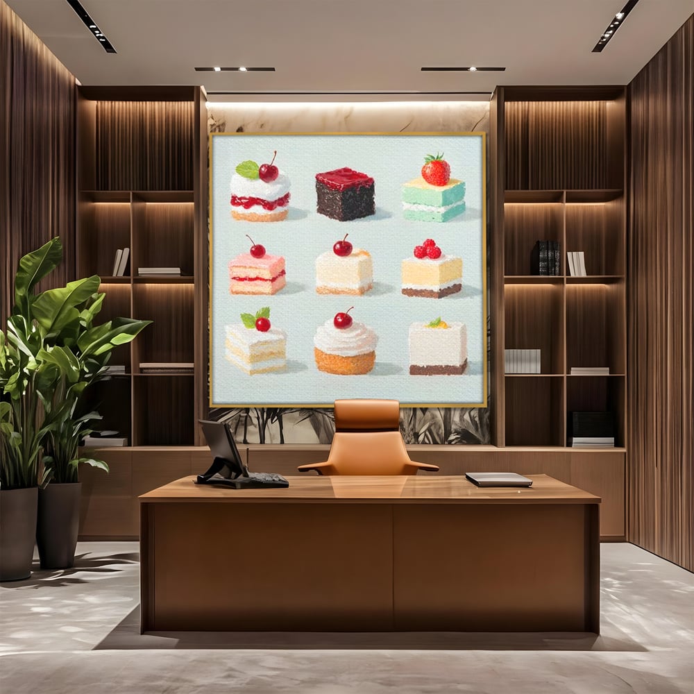Leinwand Premium Canvas Wall Art, LuxCanva® N1106, Parade der Kuchen, Dessert, Dessert, Süßigkeiten, Kuchen, Schokolade, Schlagsahne, Obst, Zuckerguss, Eiscreme, Kekse, Sahne, Konditorei, Restaurant, Küche
