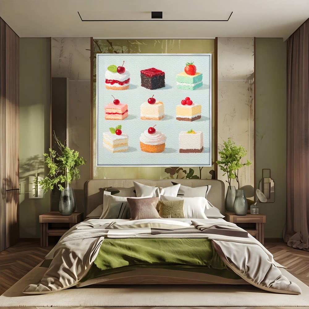 Leinwand Premium Canvas Wall Art, LuxCanva® N1106, Parade der Kuchen, Dessert, Dessert, Süßigkeiten, Kuchen, Schokolade, Schlagsahne, Obst, Zuckerguss, Eiscreme, Kekse, Sahne, Konditorei, Restaurant, Küche