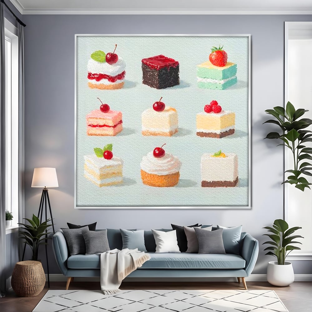 Leinwand Premium Canvas Wall Art, LuxCanva® N1106, Parade der Kuchen, Dessert, Dessert, Süßigkeiten, Kuchen, Schokolade, Schlagsahne, Obst, Zuckerguss, Eiscreme, Kekse, Sahne, Konditorei, Restaurant, Küche