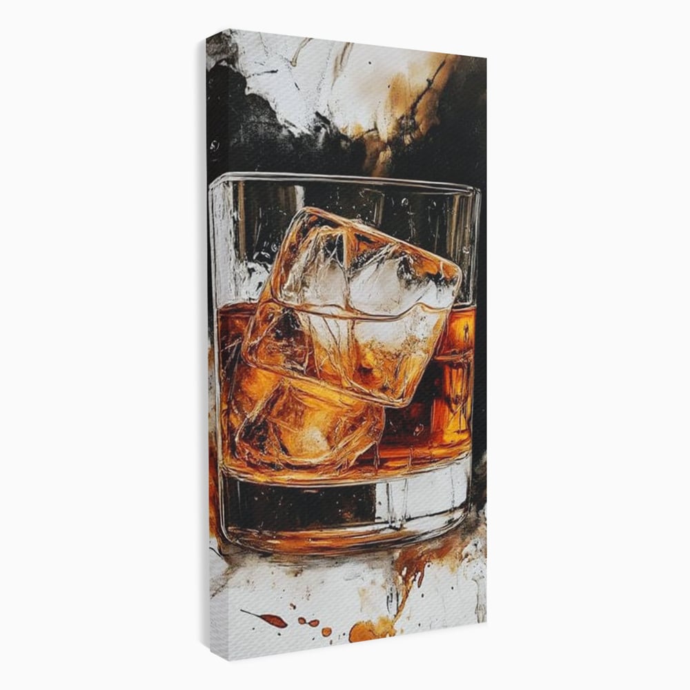 Tablou Canvas Premium, LuxCanva® N1107, Pasiune Amaruie, Rom, Cocktail, Bautura, Gheata, Pahar, Racoritor, Elegant, Lux, Abstract, Pictura, Pub, Lounge, Bar, Restaurant, Bucatarie