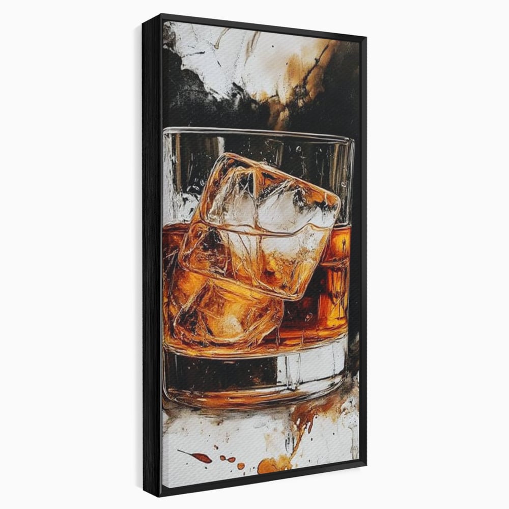 Tablou Canvas Premium, LuxCanva® N1107, Pasiune Amaruie, Rom, Cocktail, Bautura, Gheata, Pahar, Racoritor, Elegant, Lux, Abstract, Pictura, Pub, Lounge, Bar, Restaurant, Bucatarie