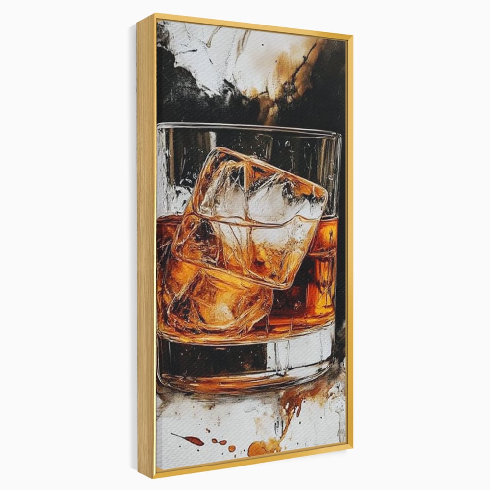 Tablou Canvas Premium, LuxCanva® N1107, Pasiune Amaruie, Rom, Cocktail, Bautura, Gheata, Pahar, Racoritor, Elegant, Lux, Abstract, Pictura, Pub, Lounge, Bar, Restaurant, Bucatarie