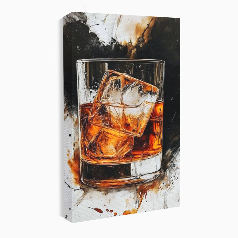 Tablou Canvas Premium, LuxCanva® N1107, Pasiune Amaruie, Rom, Cocktail, Bautura, Gheata, Pahar, Racoritor, Elegant, Lux, Abstract, Pictura, Pub, Lounge, Bar, Restaurant, Bucatarie