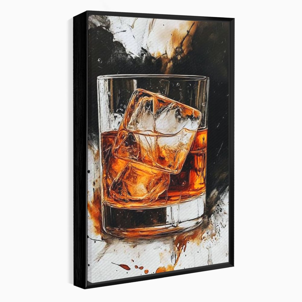 Tablou Canvas Premium, LuxCanva® N1107, Pasiune Amaruie, Rom, Cocktail, Bautura, Gheata, Pahar, Racoritor, Elegant, Lux, Abstract, Pictura, Pub, Lounge, Bar, Restaurant, Bucatarie