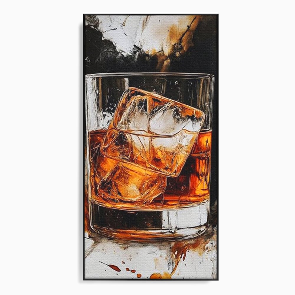 Tablou Canvas Premium, LuxCanva® N1107, Pasiune Amaruie, Rom, Cocktail, Bautura, Gheata, Pahar, Racoritor, Elegant, Lux, Abstract, Pictura, Pub, Lounge, Bar, Restaurant, Bucatarie