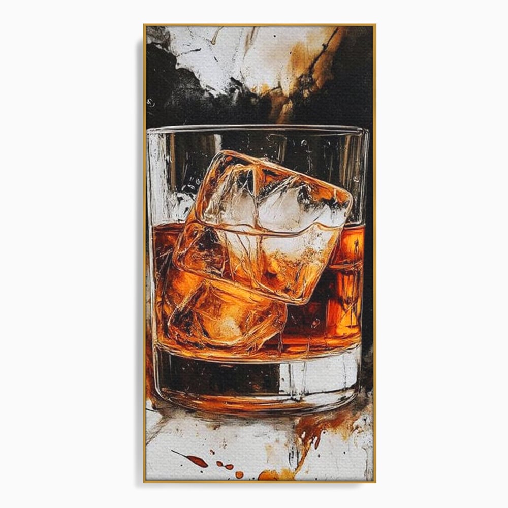 Tablou Canvas Premium, LuxCanva® N1107, Pasiune Amaruie, Rom, Cocktail, Bautura, Gheata, Pahar, Racoritor, Elegant, Lux, Abstract, Pictura, Pub, Lounge, Bar, Restaurant, Bucatarie