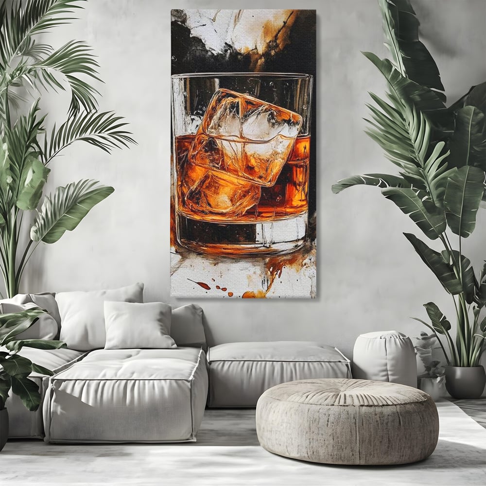 Tablou Canvas Premium, LuxCanva® N1107, Pasiune Amaruie, Rom, Cocktail, Bautura, Gheata, Pahar, Racoritor, Elegant, Lux, Abstract, Pictura, Pub, Lounge, Bar, Restaurant, Bucatarie