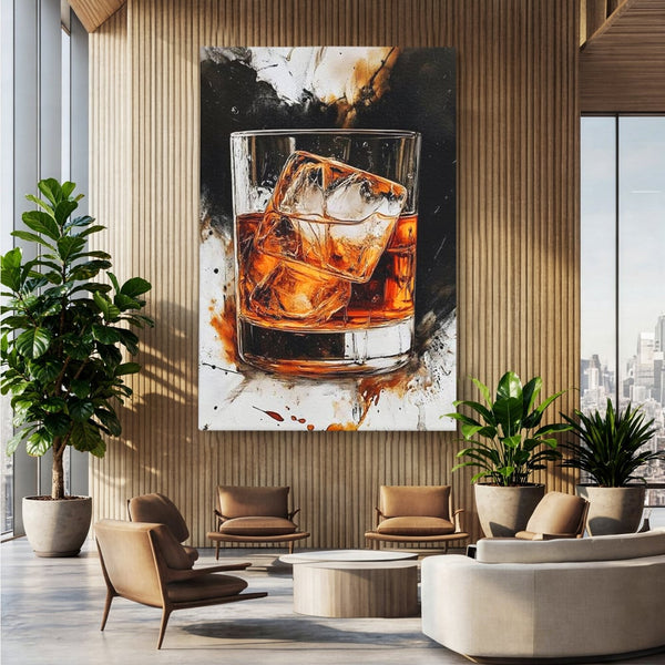 Tablou Canvas Premium, LuxCanva® N1107, Pasiune Amaruie, Rom, Cocktail, Bautura, Gheata, Pahar, Racoritor, Elegant, Lux, Abstract, Pictura, Pub, Lounge, Bar, Restaurant, Bucatarie