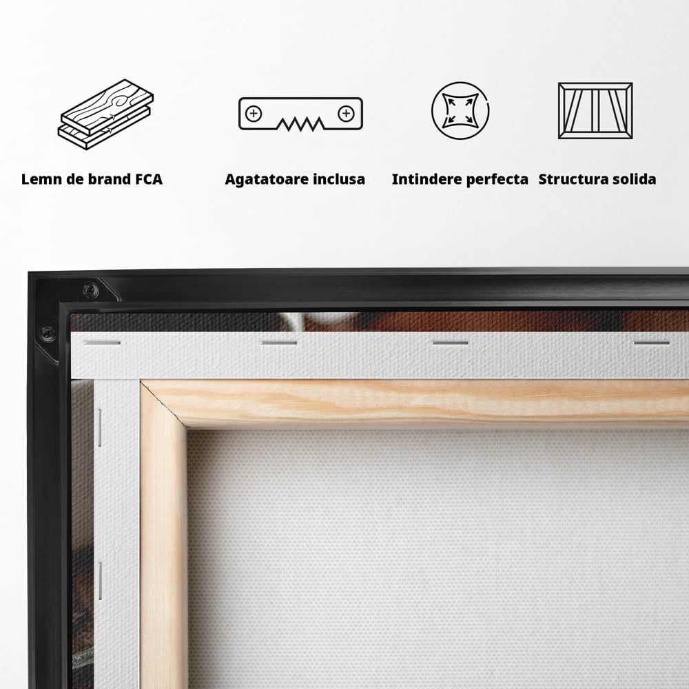 Tablou Canvas Premium, LuxCanva® N1108, Intalnire Dulce, Ceasca, Espresso, Boabe de Cafea, Ciocolata, Fursecuri, Prajituri, Rasfat, Desert, Cafenea, Restaurant, Bucatarie