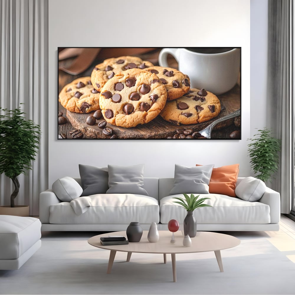 Tablou Canvas Premium, LuxCanva® N1108, Intalnire Dulce, Ceasca, Espresso, Boabe de Cafea, Ciocolata, Fursecuri, Prajituri, Rasfat, Desert, Cafenea, Restaurant, Bucatarie