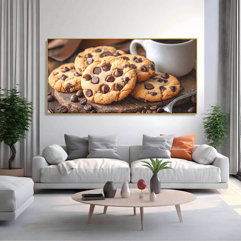 Tablou Canvas Premium, LuxCanva® N1108, Intalnire Dulce, Ceasca, Espresso, Boabe de Cafea, Ciocolata, Fursecuri, Prajituri, Rasfat, Desert, Cafenea, Restaurant, Bucatarie