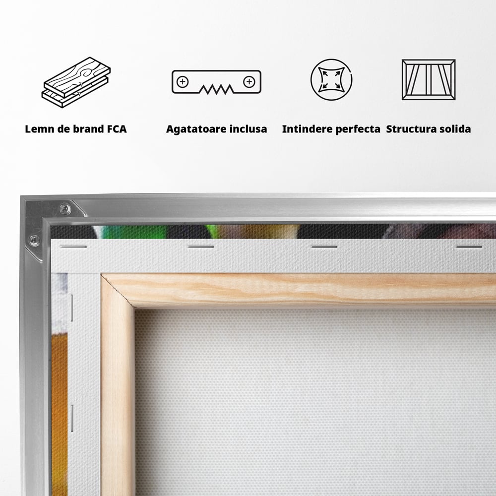 Tablou Canvas Premium, LuxCanva® N1111, Butoiul Berarului, Bere, Pahar, Halba, Sticle, Racoritor, Spuma, Butoi, Traditie, Taverna, Rustic, Bautura, Pub, Bar, Lounge, Restaurant, Bucatarie