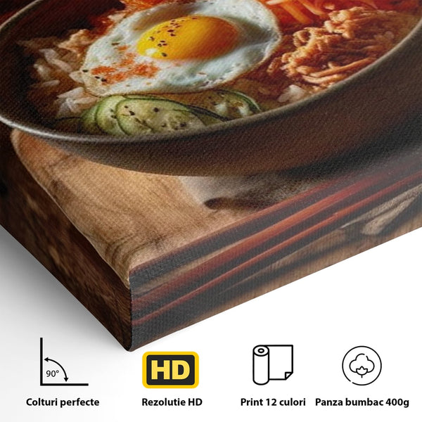 Leinwand Premium Leinwandbild, LuxCanva® N1112, Orientalische Köstlichkeiten, Lebensmittel, Rezept, Asiatisch, Koreanisch, Reis, Gemüse, Exotisch, Köstlich, Zutaten, Gastronomie, Restaurant, Küche