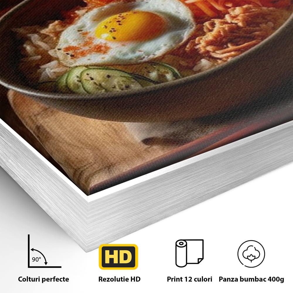 Leinwand Premium Leinwandbild, LuxCanva® N1112, Orientalische Köstlichkeiten, Lebensmittel, Rezept, Asiatisch, Koreanisch, Reis, Gemüse, Exotisch, Köstlich, Zutaten, Gastronomie, Restaurant, Küche