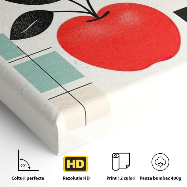 Leinwand Premium Canvas Wall Art, LuxCanva® N1113, Abstrakt und fruchtig, Meer, Obst, Design, Farben, Linien, Kreise, Geometrie, Modern, Minimalistisch, Restaurant, Küche