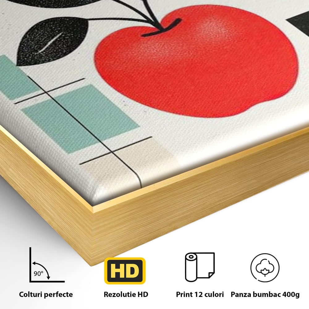 Leinwand Premium Canvas Wall Art, LuxCanva® N1113, Abstrakt und fruchtig, Meer, Obst, Design, Farben, Linien, Kreise, Geometrie, Modern, Minimalistisch, Restaurant, Küche