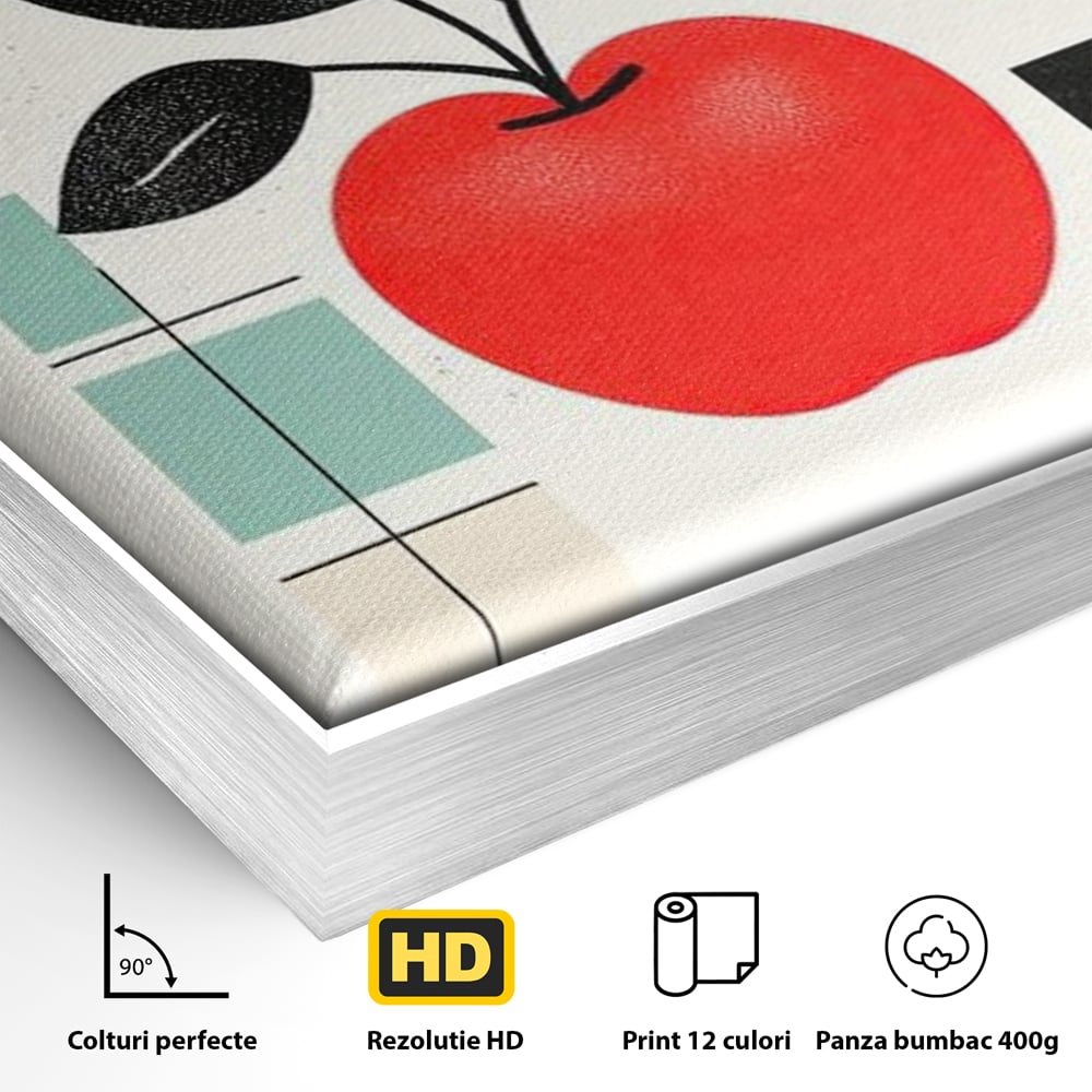 Leinwand Premium Canvas Wall Art, LuxCanva® N1113, Abstrakt und fruchtig, Meer, Obst, Design, Farben, Linien, Kreise, Geometrie, Modern, Minimalistisch, Restaurant, Küche