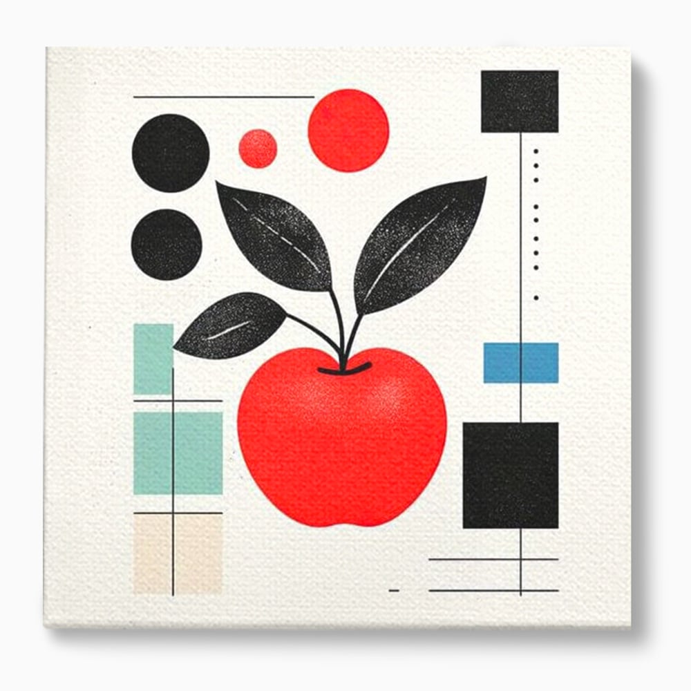 Leinwand Premium Canvas Wall Art, LuxCanva® N1113, Abstrakt und fruchtig, Meer, Obst, Design, Farben, Linien, Kreise, Geometrie, Modern, Minimalistisch, Restaurant, Küche