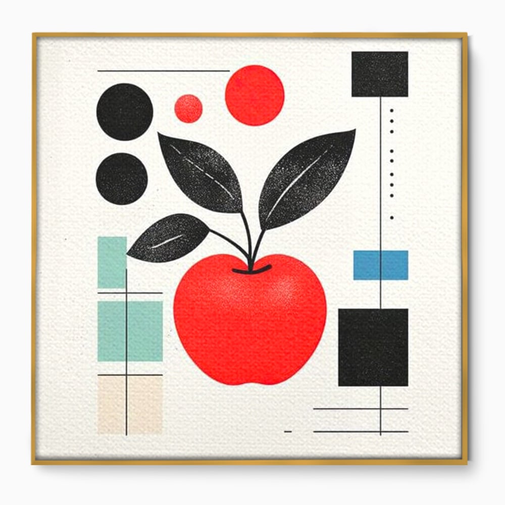Leinwand Premium Canvas Wall Art, LuxCanva® N1113, Abstrakt und fruchtig, Meer, Obst, Design, Farben, Linien, Kreise, Geometrie, Modern, Minimalistisch, Restaurant, Küche
