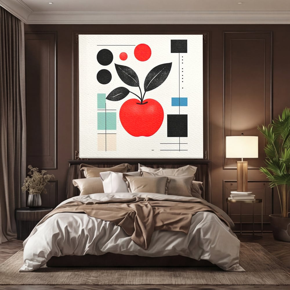 Leinwand Premium Canvas Wall Art, LuxCanva® N1113, Abstrakt und fruchtig, Meer, Obst, Design, Farben, Linien, Kreise, Geometrie, Modern, Minimalistisch, Restaurant, Küche