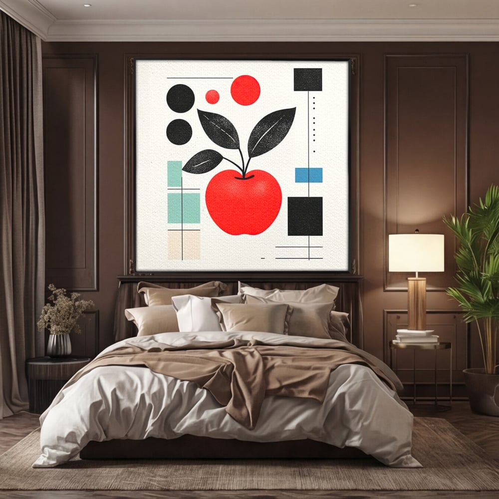 Leinwand Premium Canvas Wall Art, LuxCanva® N1113, Abstrakt und fruchtig, Meer, Obst, Design, Farben, Linien, Kreise, Geometrie, Modern, Minimalistisch, Restaurant, Küche