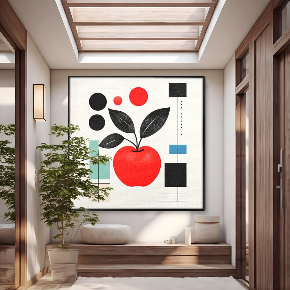 Leinwand Premium Canvas Wall Art, LuxCanva® N1113, Abstrakt und fruchtig, Meer, Obst, Design, Farben, Linien, Kreise, Geometrie, Modern, Minimalistisch, Restaurant, Küche
