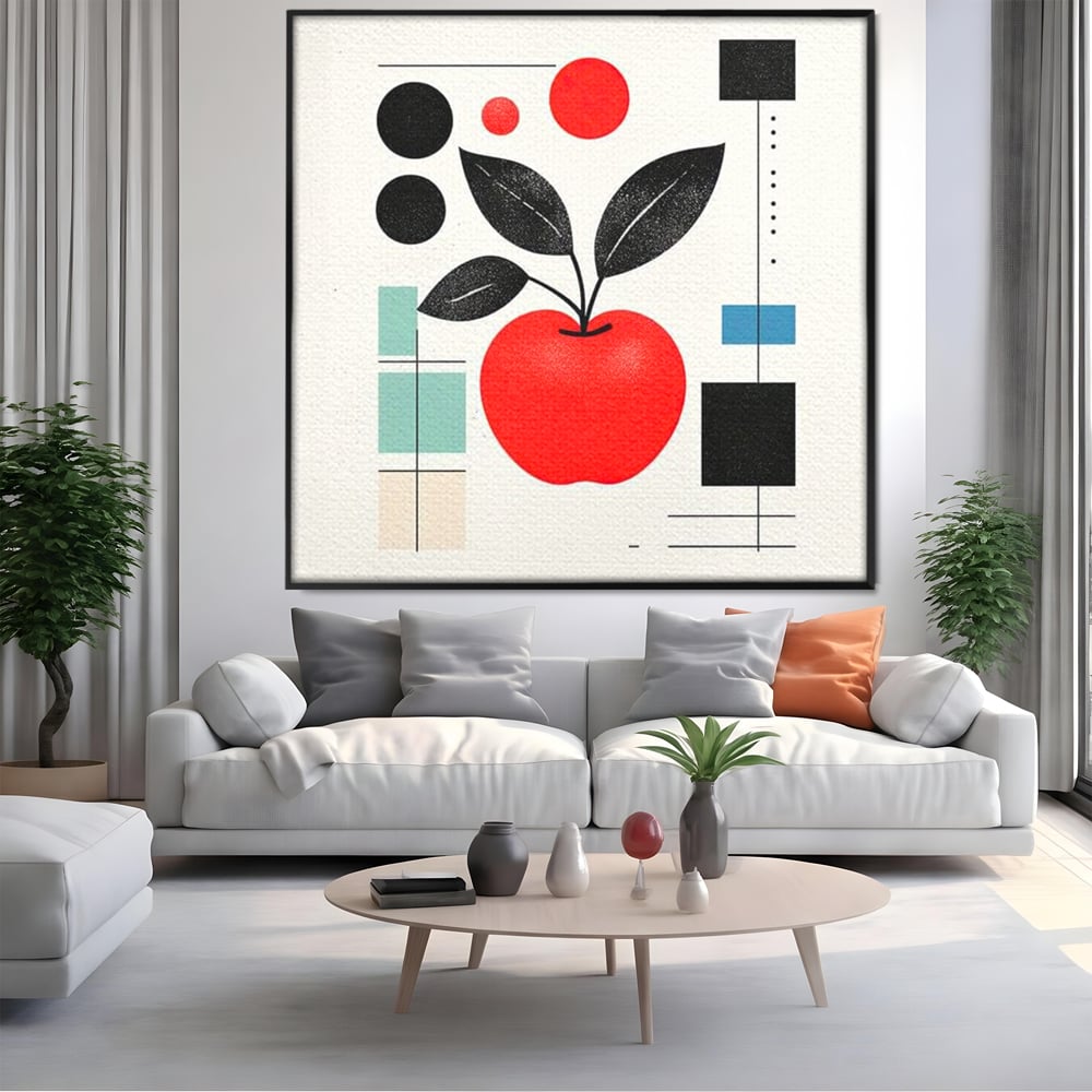 Leinwand Premium Canvas Wall Art, LuxCanva® N1113, Abstrakt und fruchtig, Meer, Obst, Design, Farben, Linien, Kreise, Geometrie, Modern, Minimalistisch, Restaurant, Küche
