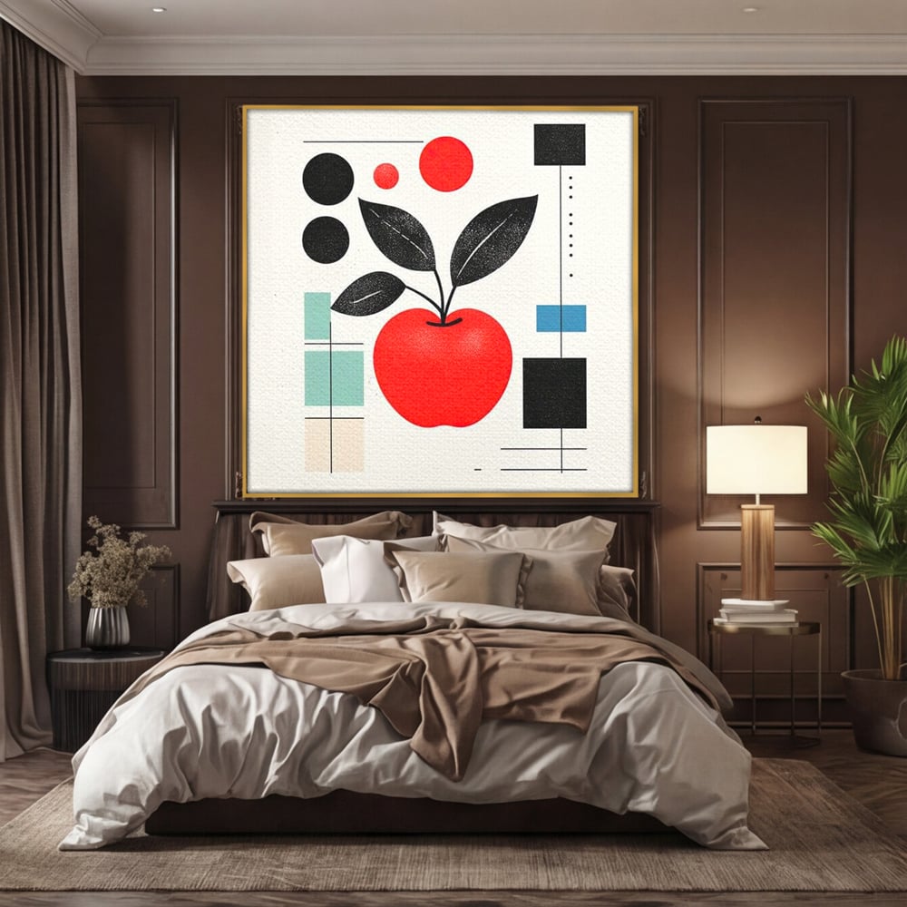 Leinwand Premium Canvas Wall Art, LuxCanva® N1113, Abstrakt und fruchtig, Meer, Obst, Design, Farben, Linien, Kreise, Geometrie, Modern, Minimalistisch, Restaurant, Küche