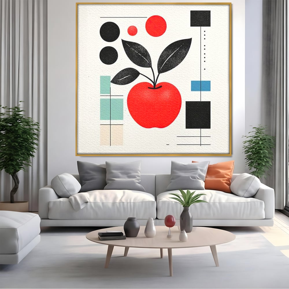 Leinwand Premium Canvas Wall Art, LuxCanva® N1113, Abstrakt und fruchtig, Meer, Obst, Design, Farben, Linien, Kreise, Geometrie, Modern, Minimalistisch, Restaurant, Küche