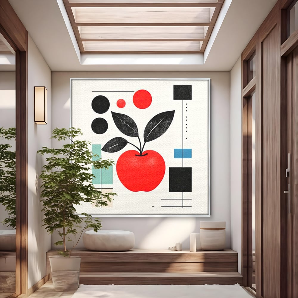 Leinwand Premium Canvas Wall Art, LuxCanva® N1113, Abstrakt und fruchtig, Meer, Obst, Design, Farben, Linien, Kreise, Geometrie, Modern, Minimalistisch, Restaurant, Küche